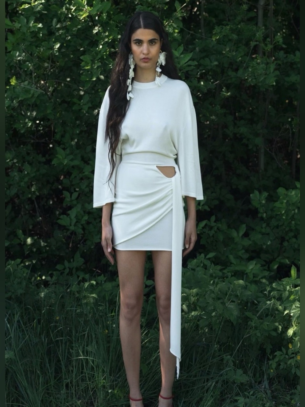 ARAKII Draped T-Shirt Dress XS White NWT